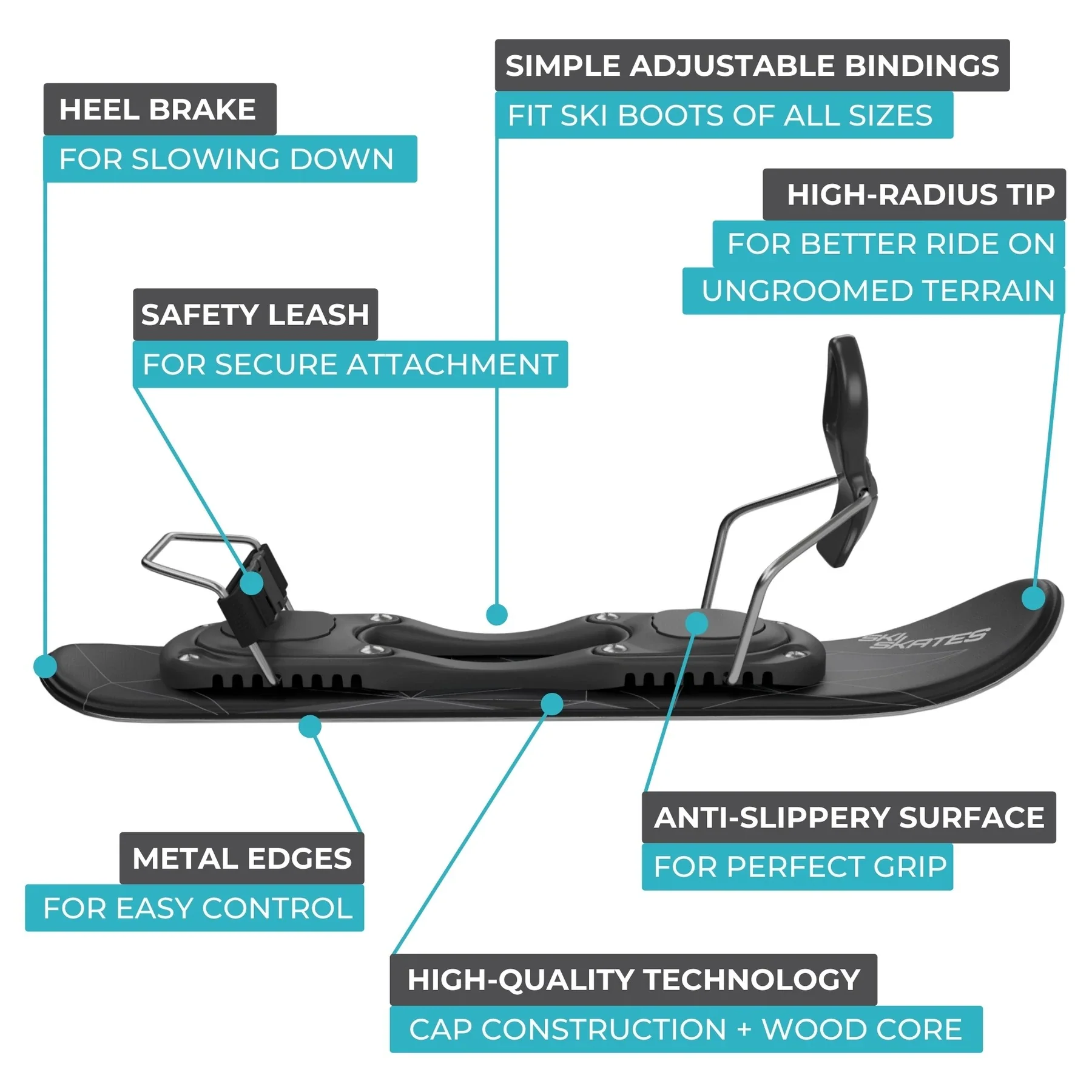 Snowfeet* 44 CM | Skiskates | Skiblades Skiboards Snowblades | Snowboard Boots Model - Image 7