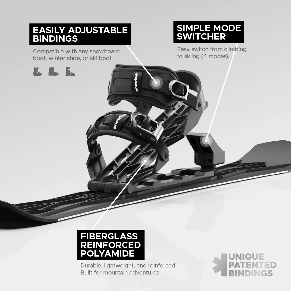 Snowfeet* WALKSKI Backcountry Touring Skis | 100 CM - Image 16