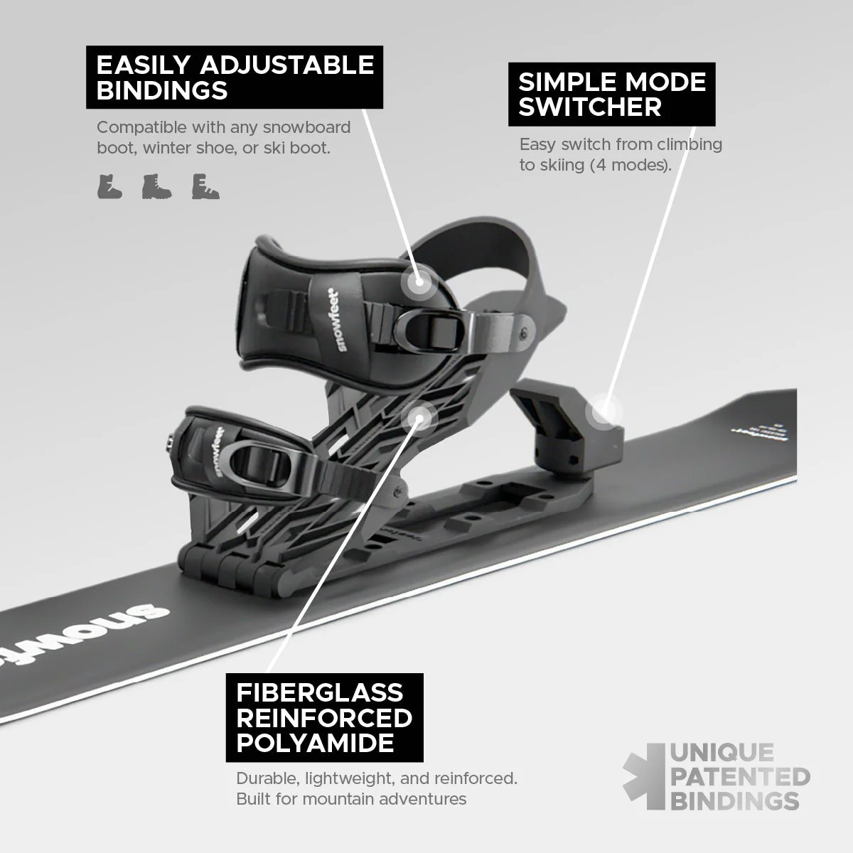Snowfeet* WALKSKI Backcountry Touring Skis | 100 CM - Image 4